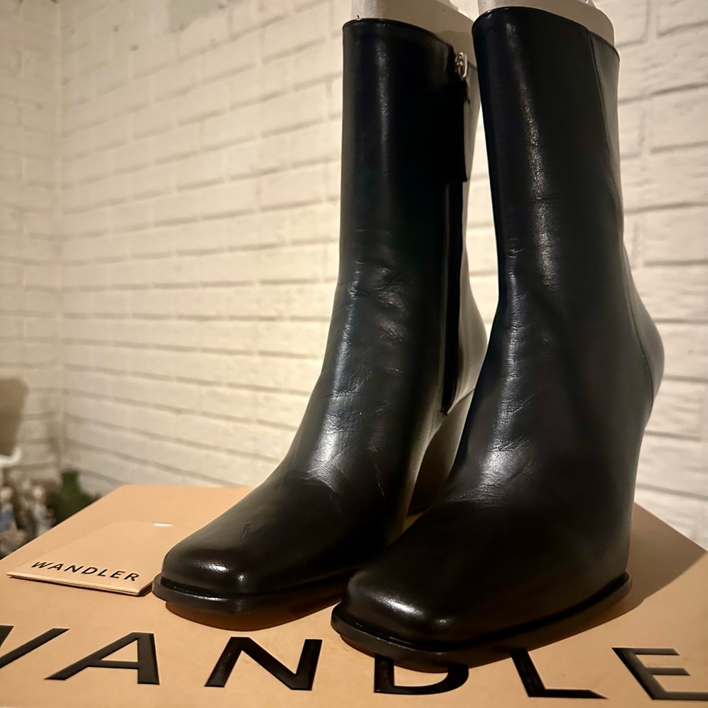 Wandler | Gaia Boot in Black Lambskin Leather, size 39IT